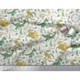 thumbnail image 2 of Soimoi White Polyester Crepe Fabric Dinosaur & Redwood Leaves Print Fabric by the Yard 42 Inch Wide, 2 of 3