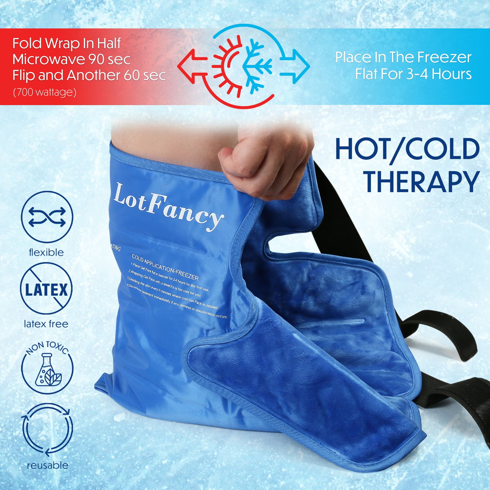 Buy LotFancy Ice Pack Wrap with Strap for Foot Ankle, Large Hot Cold