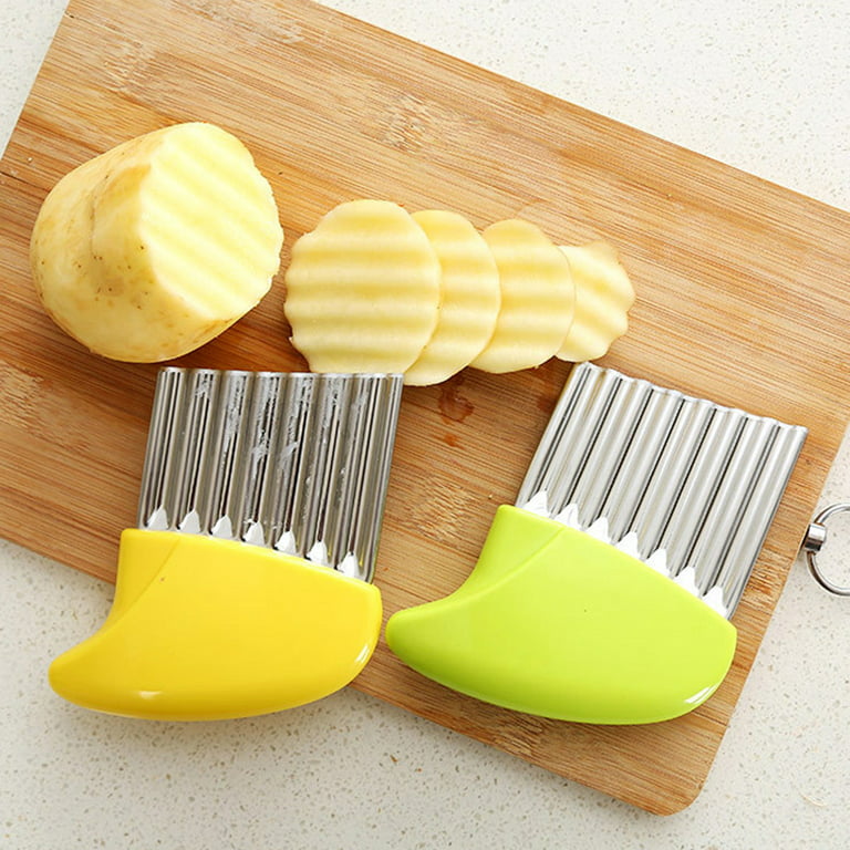 Multi-purpose Wave Potato Cutter and Teeth-shaped French Fry Maker -  Household Deep-grooved Thick Potato Slicer for Flower-shaped Vegetable  Cutting Tool-Yellow