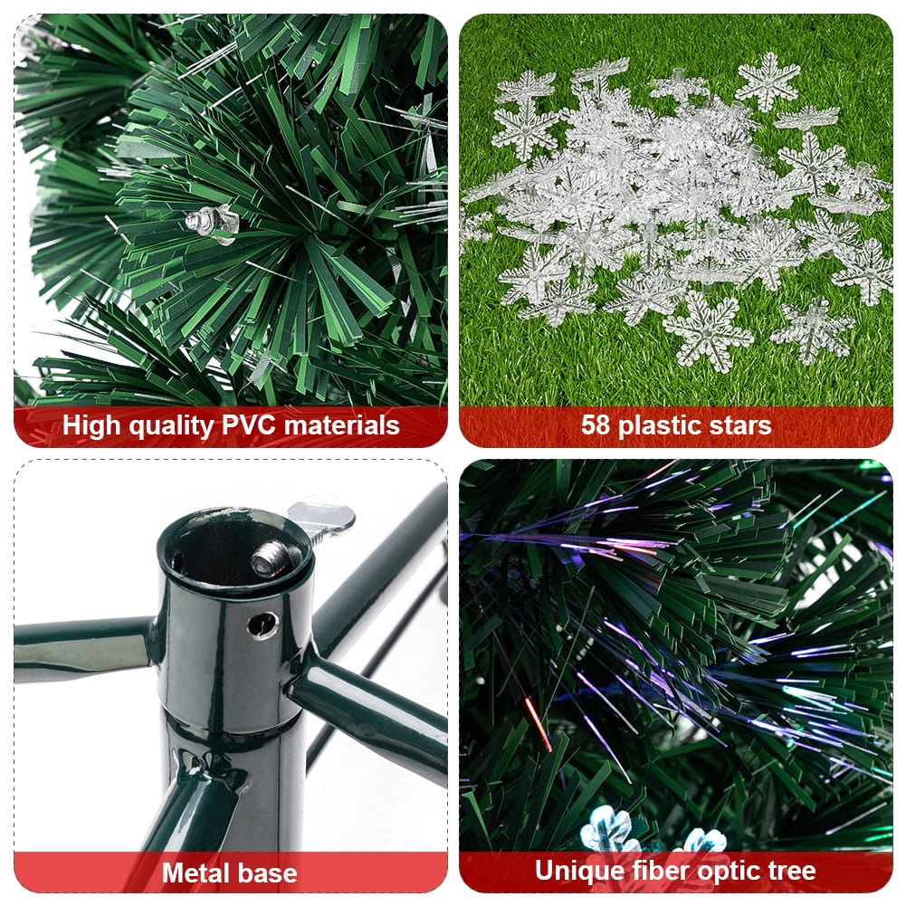Lowestbest 7FT Artificial Christmas Tree, Pre-Lit Optical Fiber Tree with Multicolored LED Lights & Metal Stand, Christmas Decorations for Indoor, Easy Assembly, 290 Branches (Green) Lowestbest 7FT Artificial Christmas Tree, Pre-Lit Optical Fiber Tree with Multicolored LED Lights & Metal Stand, Christmas Decorations for Indoor, Easy Assembly, 290 Branches (Green)
