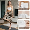 thumbnail image 7 of SCRAWLGOD Cow Print Brown Beige Women's Capri Yoga Leggings with Pockets High Waist Stretch Tummy Control Workout Yoga Capris Active Yoga Leggings for Running Cycling, XXL, 7 of 7