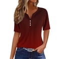 thumbnail image 2 of YHAJDS Short Sleeve Shirts for Women V Neck Raglan Sleeve Print Casual Summer Top, 2 of 5