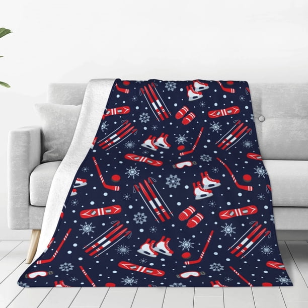 Fotbe Winter Skiing Snowflakes Manta de Franela Acolchonada con Estampado, Súper Suave y Esponjosa, Extra Grande para Sofá, Cama, Uso Todo el Año-50"x40"