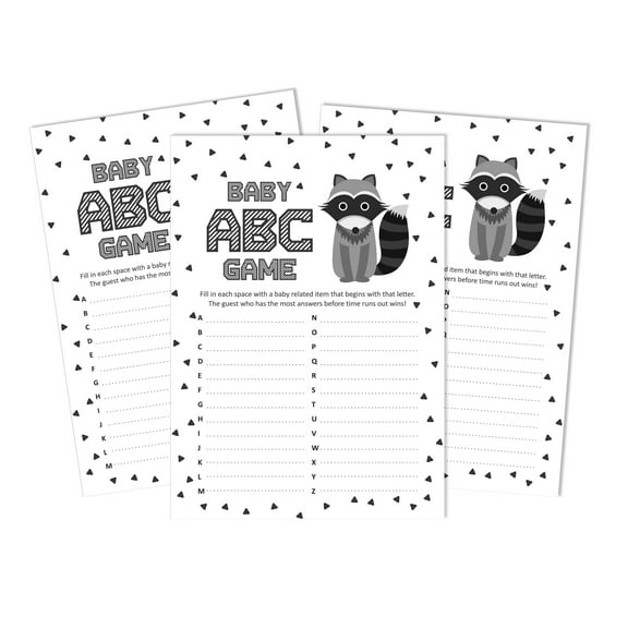 Inkdotpot Jungle Animals Baby Shower Game Set Of 50 Baby Alphabet ABC Game Party Supplies