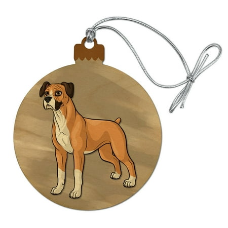 Boxer Pet Dog Wood Christmas Tree Holiday Ornament