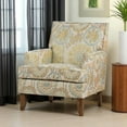 thumbnail image 3 of Hassch Modern Upholstered Accent Armchair with Solid Wood Frame, Comfortable Lounge Chair with Nailhead Trim, Soft Cushion and Anti-Slip Leg Pads for Home (Beige+Yellow), 3 of 8