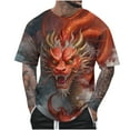 thumbnail image 2 of IROINNID T-Shirts for Big and Tall Men, Summer Essentials Lightweight Thin Basic Round Neck Casual Dragon Printed Casual Tops for Men, 2 of 5