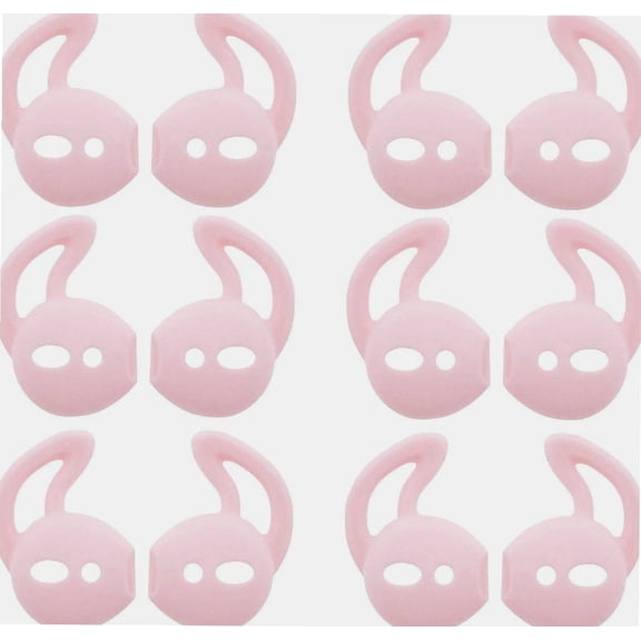 6 Pairs Silicone Ear Tips Compatible with Air Pods 1&2,Silicone Soft Anti-Slip Sport Earbud Tips, Anti-Drop Ear Hook Gel Headphones Earphones Accessories Tips (Pink 6 Pairs)