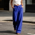 thumbnail image 2 of Rhuody Summer Pants For Women Elastic Waist Solid Color Wide Leg Relax Fit Loose Fit Trousers Charm Bottoms L Blue, 2 of 6