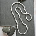 thumbnail image 3 of 36 Inch 8MM Matte Finish Semi-precious Genuine White Howlite Long Endless Infinity Beaded Strand Necklace., 3 of 5