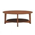 thumbnail image 3 of Alaterre Table Basse Ovale Mid-Century Moderne avec Étagère Flottante, Châtaigne Chaude, 3 of 17