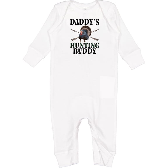 Inktastic Turkey Hunter Daddys Hunting Buddy Baby Romper Coveralls