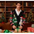thumbnail image 5 of BounceUp Mens Ugly Christmas Sweater Cardigan V Neck Button Front Long Sleeve Knitwear, 5 of 9