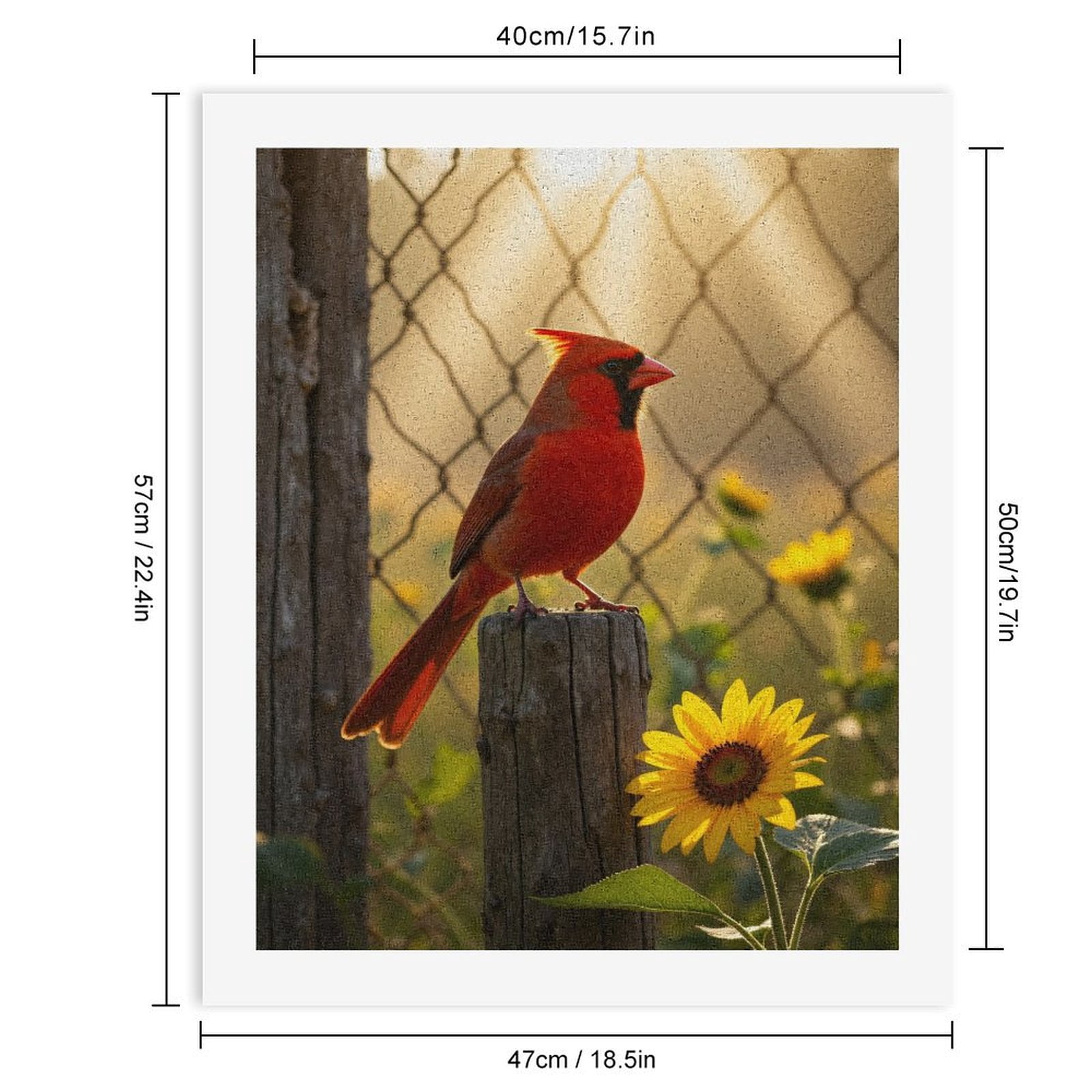 Paint by Numbers Kit for Adults, Cardinal Perched Sunflower Glow Paint by Numbers, Easy Paint by Numbers Kit for Adults Beginner, DIY Adult Paint by Number Kits on Canvas, Home Decor