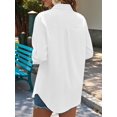 thumbnail image 6 of Womens Button Down Casual Loose Fit Shirt Blouse Long Sleeve Top Comfortable Office Wear Chic White XXXL, 6 of 7
