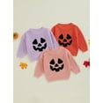 thumbnail image 3 of Okbabeha Kids Halloween Knit Sweater Long Sleeve Pumpkin Embroidery Knitwear, 3 of 9