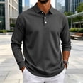 thumbnail image 6 of Long Sleeve Polo Shirts for Men Classic Button Golf Shirt Casual Collared Thermal Work Pullover Tops Dark Gray 3XL, 6 of 8