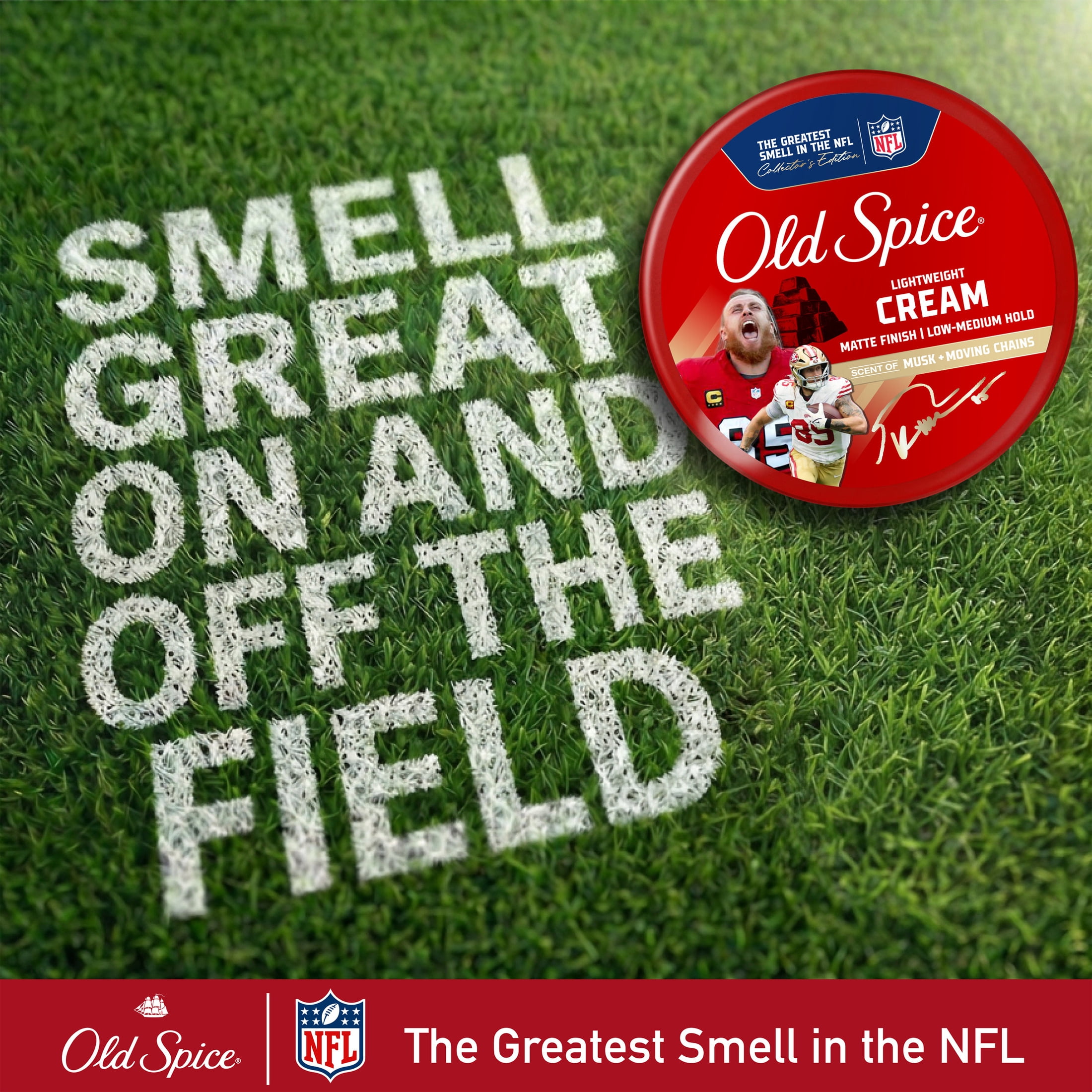 Old Spice Lightweight Styling Cream, A Kittle Goes A Long Way,  Low-Medium Hold, Matte Finish, NFL Collection, 2.22 oz