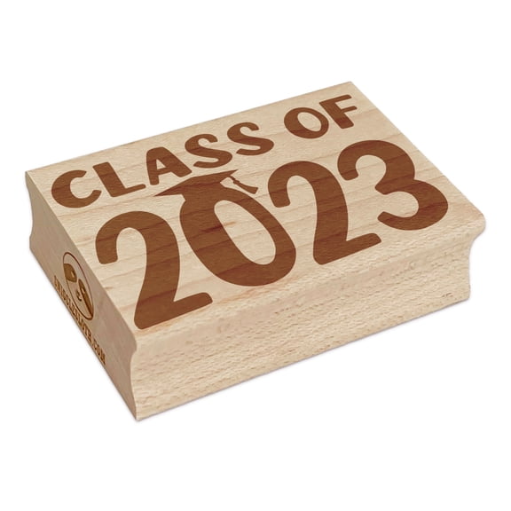 Class of 2023 with Graduation Cap Rectangle Rubber Stamp Stamping Scrapbooking Crafting - Small 1.7in