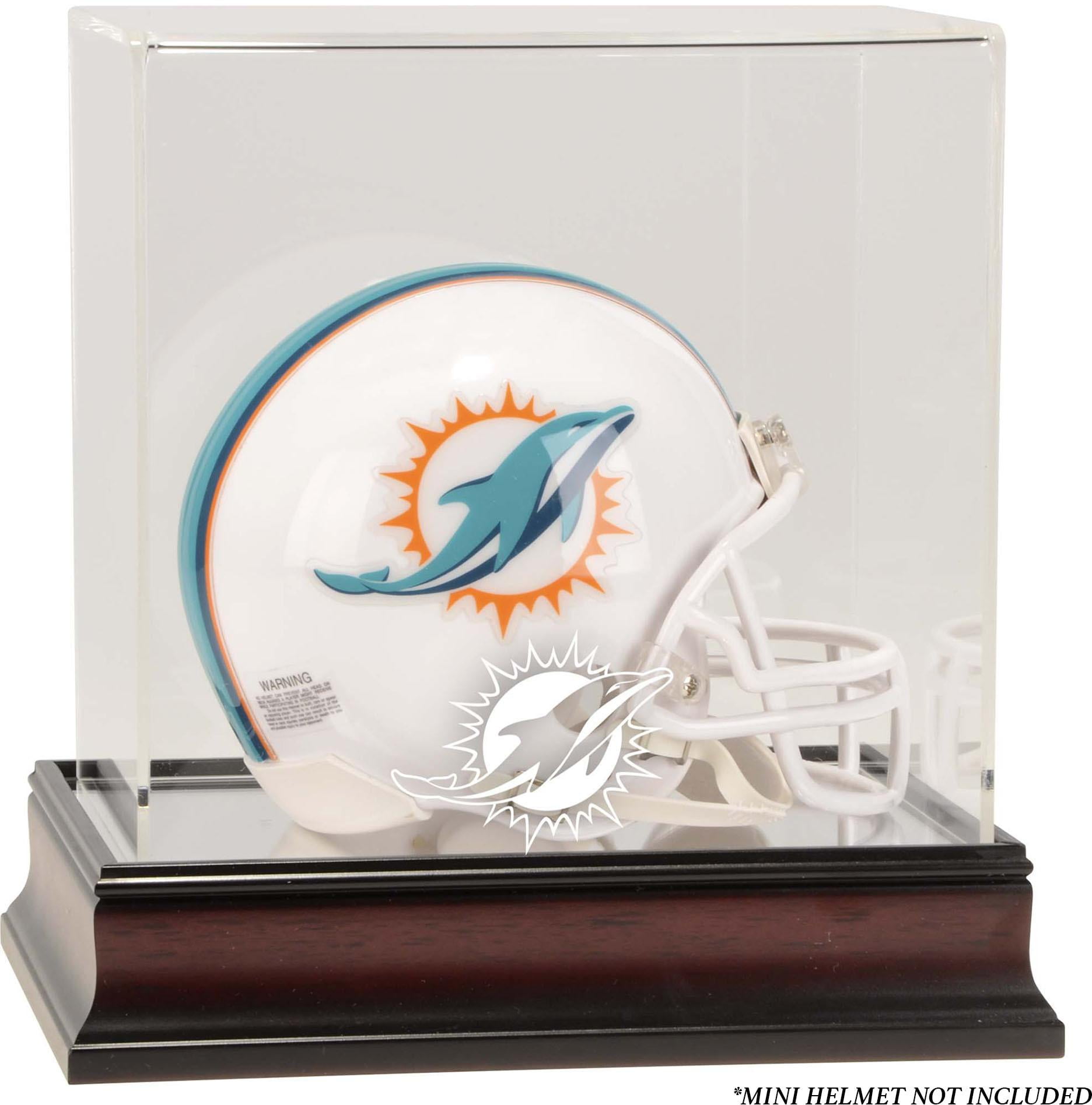 Miami Dolphins Mahogany Helmet Logo Display Case with Mirror Back Fanatics 