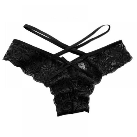 

Pretty Comy Ladies Fun Panties Lace Jacquard Transparent Sexy Low Waist Thin Strap G-String for Women