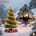 thumbnail image 2 of Metal Hanging Christmas Tree-Shaped Wind Decorations - Elegant Garden Spinners with Skyline and Fireworks Design for Yard Decor, 2 of 7