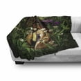 thumbnail image 2 of Princess Soft Flannel Fleece Throw Blanket, Female Elf Sitting with Lantern in Cocoon Mysterious Greenery Nighttime, Cozy Plush for Indoor and Outdoor Use, 60" x 80", Green Brown, by Ambesonne, 2 of 5