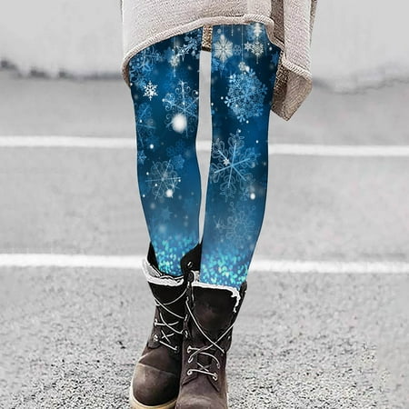 zanvin Leggings de Noel pour Femmes Retro Imprime Ethnique Leggings Molleton Haute Taille Hiver Cheville Longueur Slim Gym Yoga Pantalon Bleu L Walmart