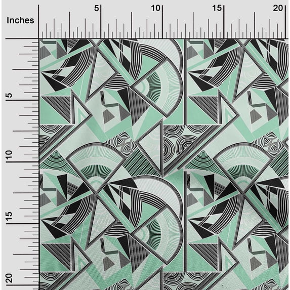 oneOone Cotton Jersey Mint Green Fabric Triangle & Art Geometric Quilting Supplies Print Sewing Fabric By The Yard 58 Inch Wide