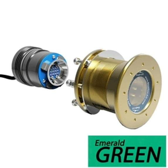 Bluefin LED M12-IFM12V-G602 12V Through Hull Underwater Light 6K Lumens Interchangeable Flush Mount, Emerald Green