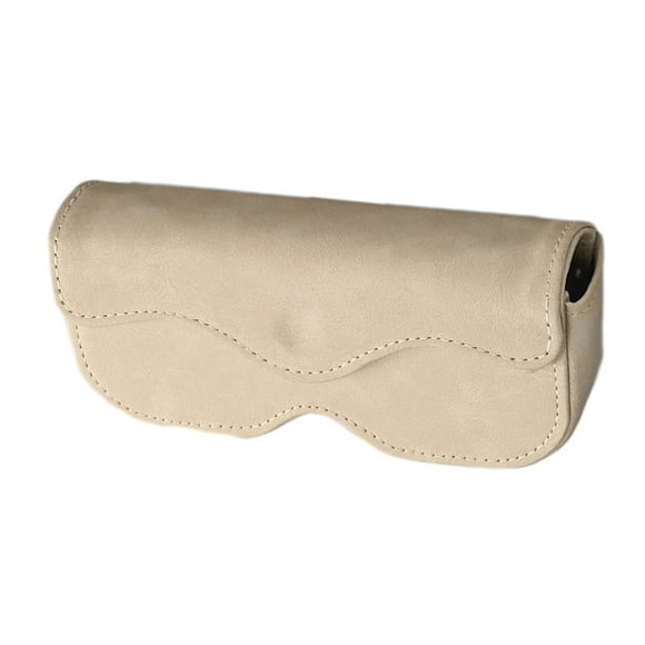 Beige Leather Car Visor Glasses Case Holder For Sunglasses Storage And Organization