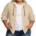 thumbnail image 1 of Camiseta con Capucha de Vendaje de Color Sólido con Botones de Manga Larga de las Mujeres, Camisetas de Manga Larga de las Mujeres de Moda Primavera Otoño Uso Diario, 1 of 9