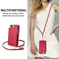 thumbnail image 2 of Wallet Case for Apple iPhone 8 Plus/iPhone 7 Plus, with Crossbody Shoulder Strap & Hand Wrist Cards Holder Zipper Pocket Stand Feature Full Protective Shockpoof Case for iPhone 8 Plus/7 Plus,Red, 2 of 7