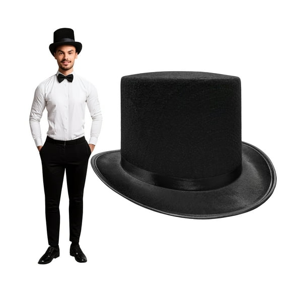 Nicky Bigs Novelties Adult Tall Black Felt Top Hat Formal Showman Party Novelty Halloween Accessory, Black, One Size