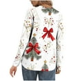 thumbnail image 4 of EchfiProm Plus Size Tops for Women White Christmas Business V Neck Long Sleeve Merry and Bright Xmas Vintage Ladies T Shirts, 4 of 7