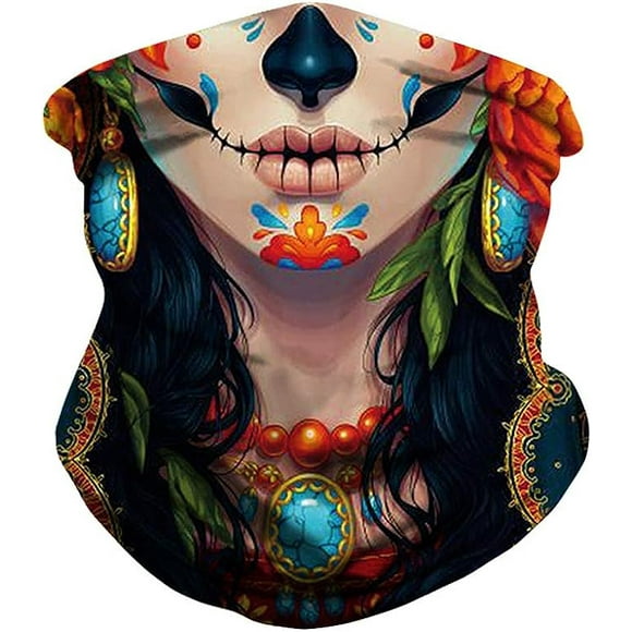 Seamless multifunctional half face skull tube mask for Halloween