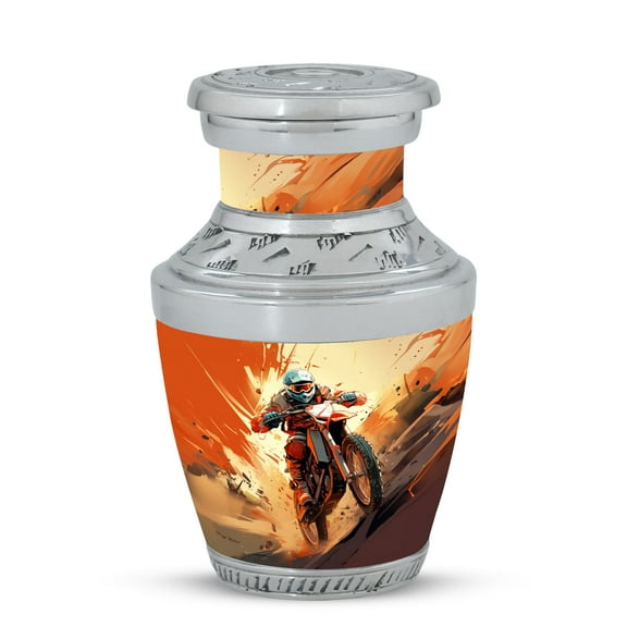 Motocross Rush Decorative Tiny Urn for Timeless Tribute - Unique Small Memorial for Adults Funeral Urns For Human Ashes - Memorial Urns 3 Inch, 1 Pc