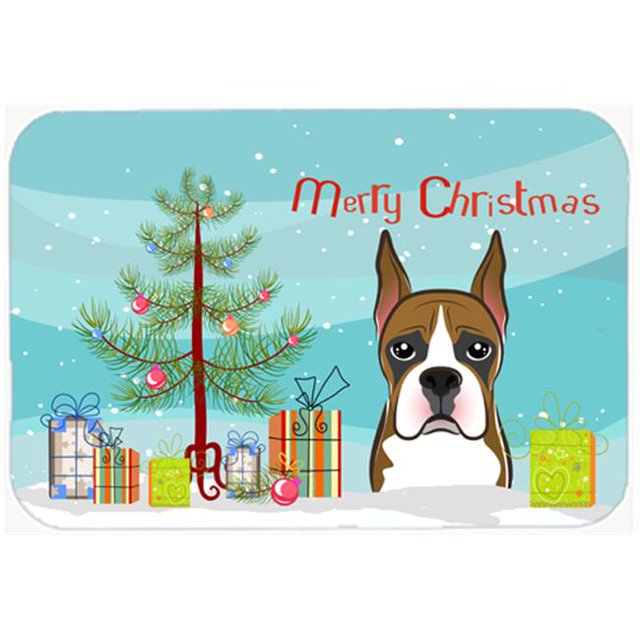 Carolines Treasures BB1595JCMT Christmas Tree & Boxer Kitchen or Bath Mat, 24 x 36