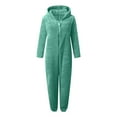 thumbnail image 4 of QATAINLAV Sherpa Jumpsuits for Women Fuzzy Onesies Pajamas Long Sleeve Adult Cat Ears Hooded Rompers Sleepwear Warm Plush One Piece Pants Sales Today Mint Green M, 4 of 7