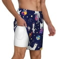 thumbnail image 3 of Goofa Lama in Space Printed Men's Swim Trunks Board Shorts Quick Dry Mens Swimming Trunks with Compression Liner,Breathable Fit Hawaii Beach Shorts-X-Large, 3 of 9
