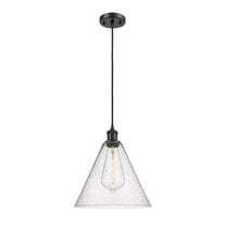 516-1P-BK-GBC-124-Innovations Lighting-Berkshire - 1 Light Cord Hung Mini Pendant In Industrial Style-14.75 Inches Tall and 12 Inches Wide-Matte Black