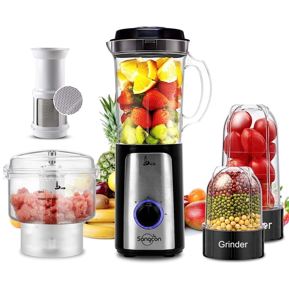 SANGCON 5 in 1 Blender and Food Processor Combo for Kitchen, Small Electric Food Chopper for Meat and Vegetable, 350W High Speed Blenders with 2 Spee