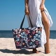 thumbnail image 3 of Wukai Flowers ad Butterflies Print Zipper Bag,large Beach Tote Bag,Waterproof Sandproof Bag,Grocery and Picnic Tote Travel Bag, 3 of 5