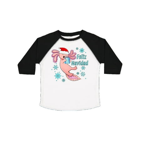

Inktastic Feliz Navidad Cute Axolotl in Santa Hat with Snowflakes Gift Toddler Boy or Toddler Girl T-Shirt
