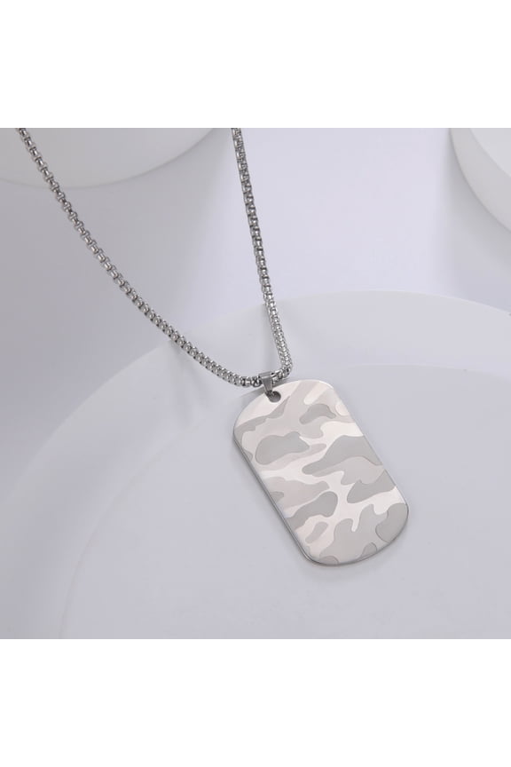 Camouflage Dog Tag Military Pendant Necklaces Soldier Army Outdoor Sport Stainless Steel Necklace Male Jewelry