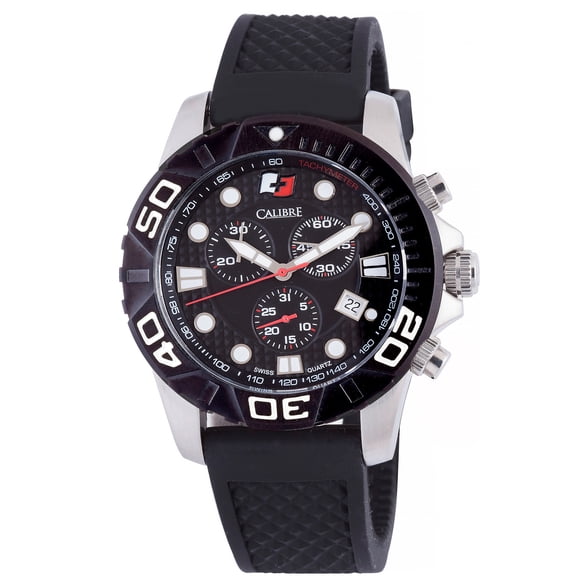 Men's SC-4A2-04-007 Akron Chronograph Black Dial Luminous Black Rubber Date Wristwatch