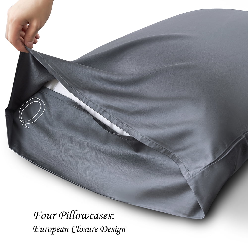 Bambusa: Soft, Cooling Luxury Bamboo Viscose- 7 Pc Bedding Set (Q=Queen, Grey)