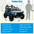 thumbnail image 2 of Conchico 24V 2 Seater Ride on Electric Car for Kid, Licensed Ford Bronco Ride on Toy for Big Kid, Toddler Truck Car with FM Radio, Bluetooth LED Light, Gift for Boys Girls 3-8 Years, Blue, 2 of 8
