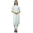 thumbnail image 3 of Bimba Womens Rayon Designer Tunic Lace Detail Yoke Kurtis Top Straight Blouse, 3 of 7