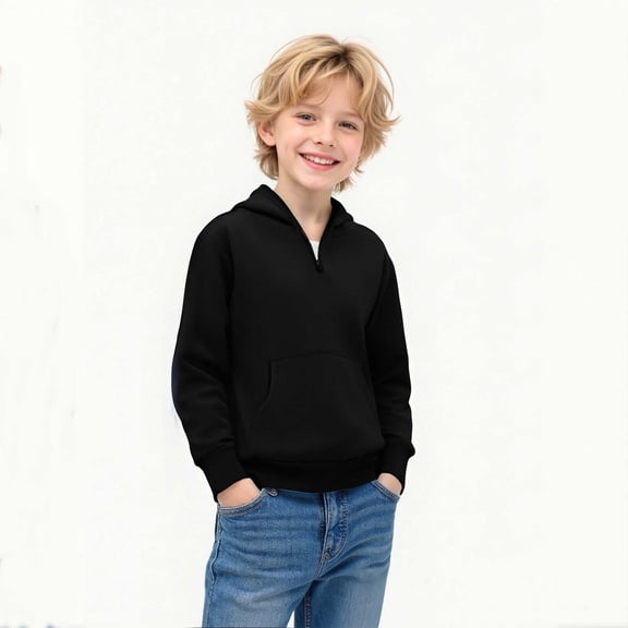 Hoodies Boys Black Zip up Hoodie Casual Long Sleeve Classic Hoodie Warm Fall Winter Clothes Boy Clothes 3T